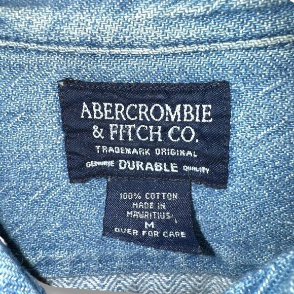 90s Abercrombie & Fitch Oversized Denim Work Shirt Sz M - Picture 2 of 7